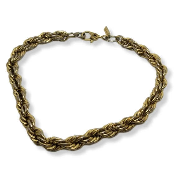 MONET 80s GOLDPLATED TWIST ROPE CHAIN STYLE BRACELET - Picture 3 of 7